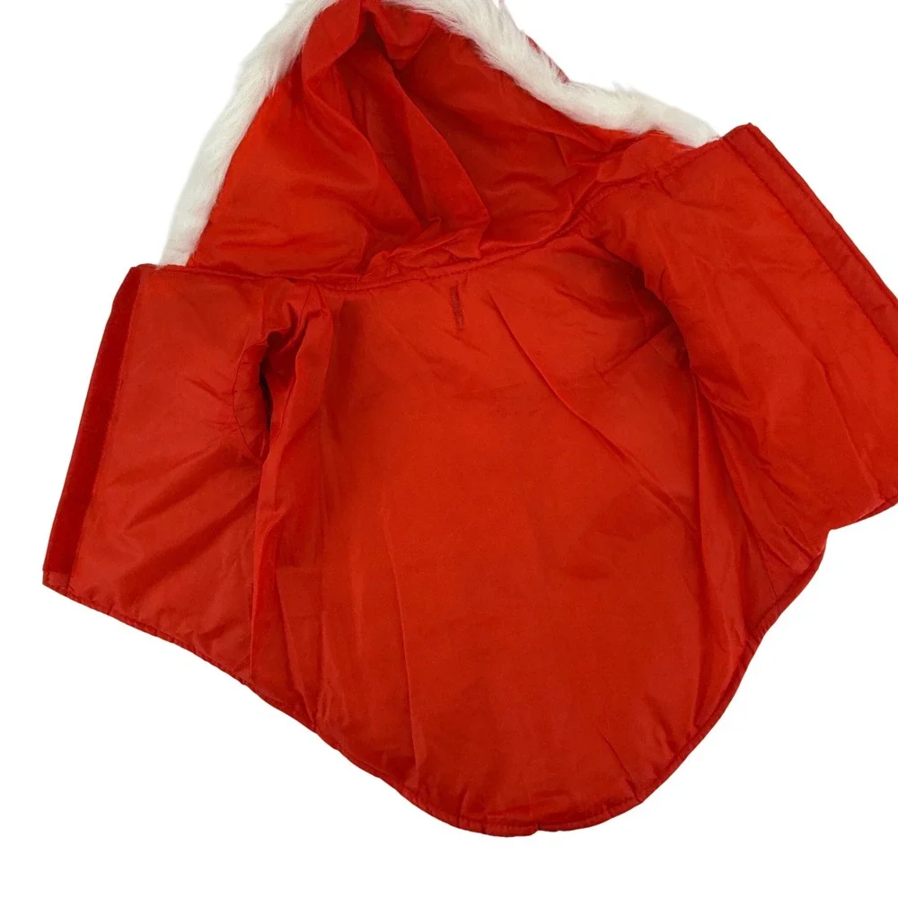 Partie‎ Folies Dog Costume Red Puffer Vest with Faux Fur Hood Pet Apparel NWT